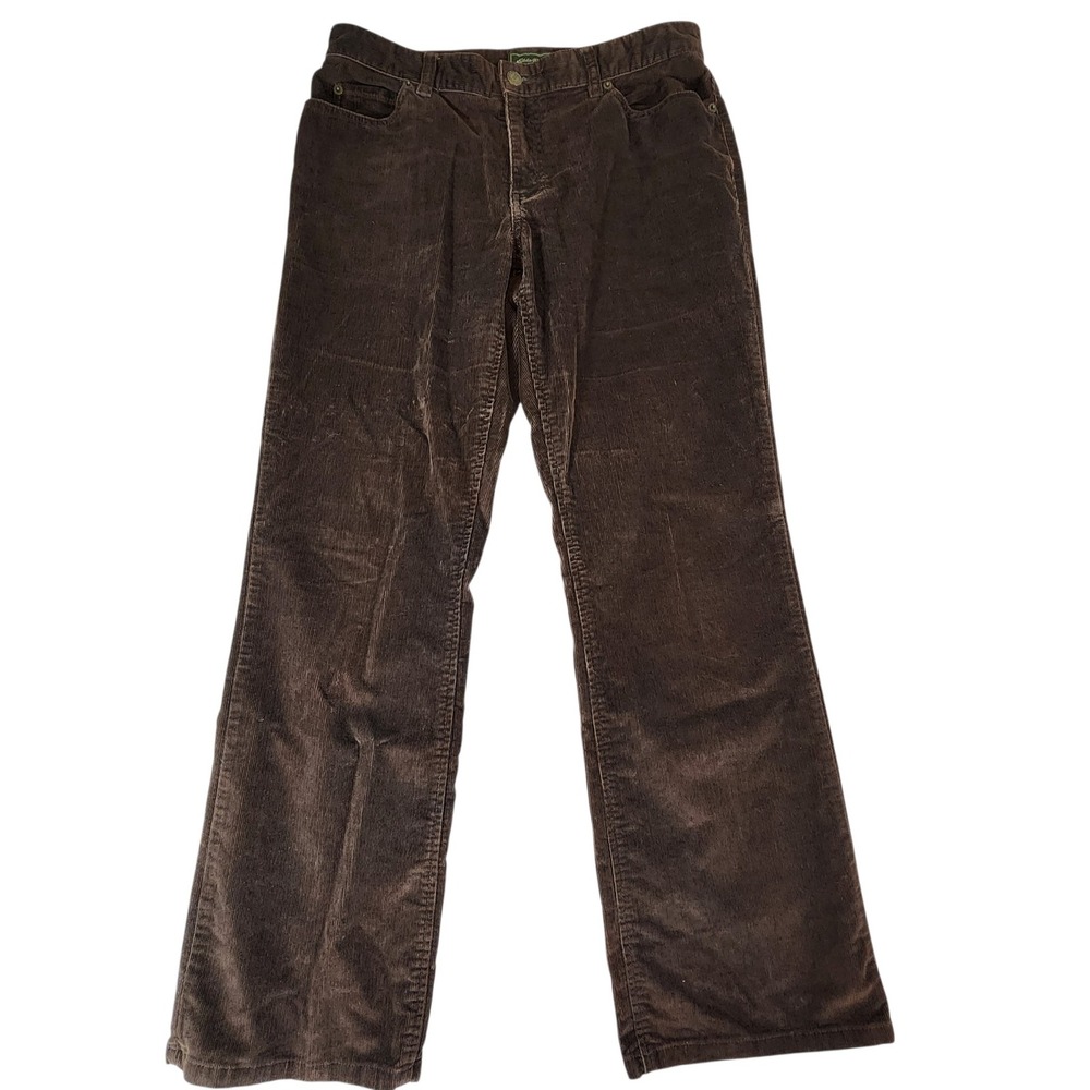 Eddie Bauer Corduroy Pants Womens 10 Petite Brown Boot-Cut Stretch Mid Rise